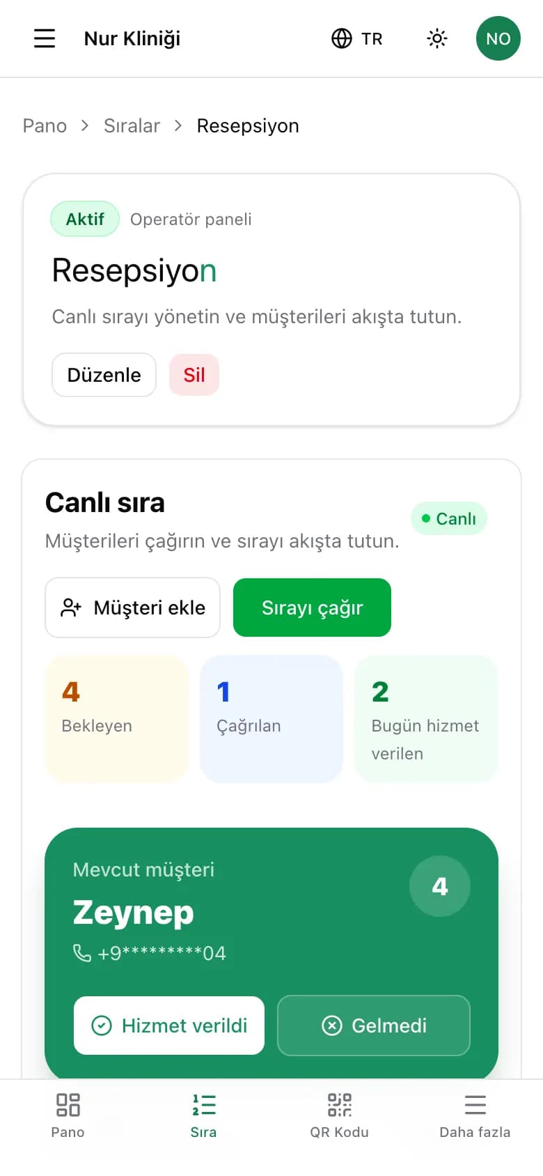 Telefonda canlı sıra